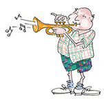 Illustration of my dad playing trumpet by David Browning